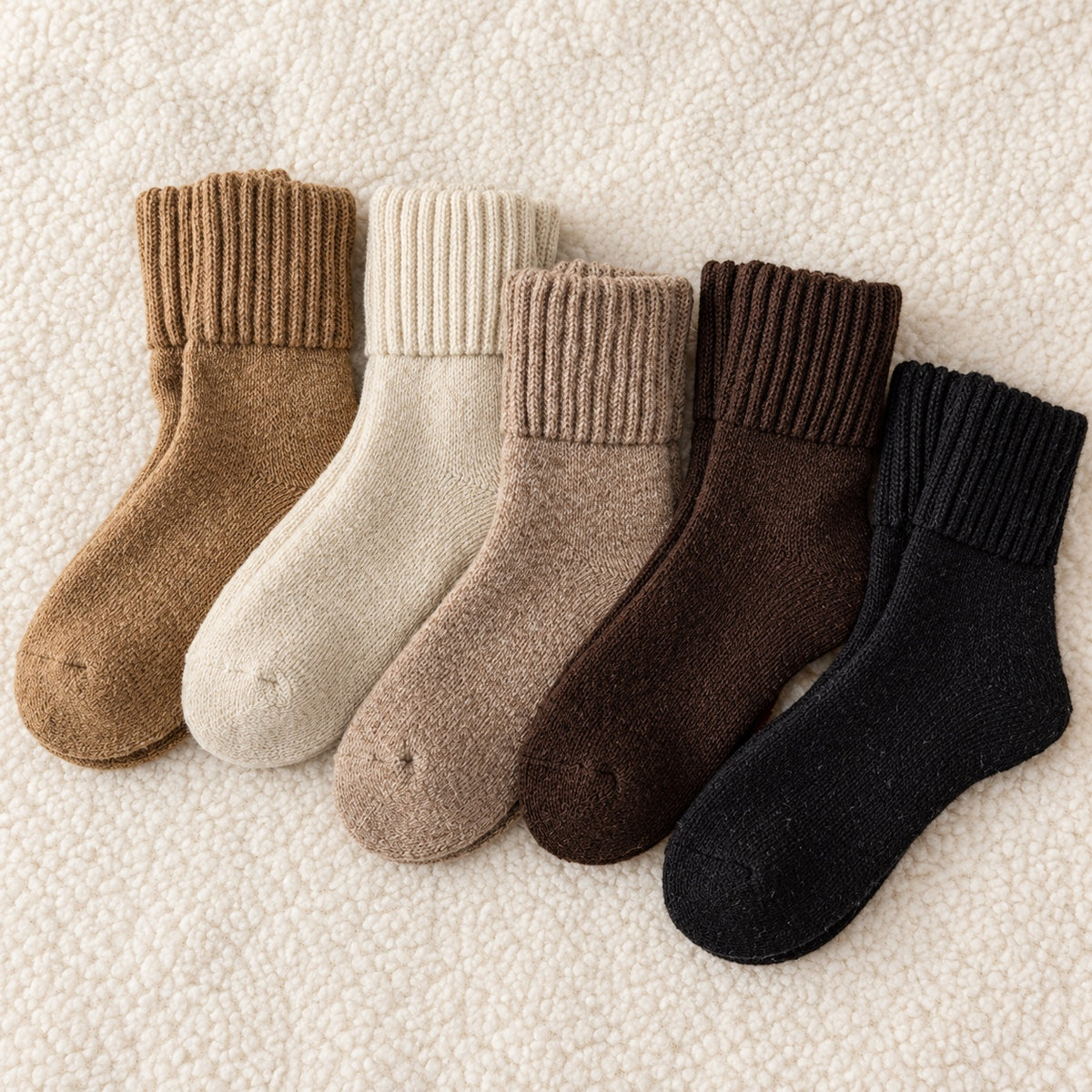 Fall Cozy Knit Mid-Calf Socks (5 Pairs)