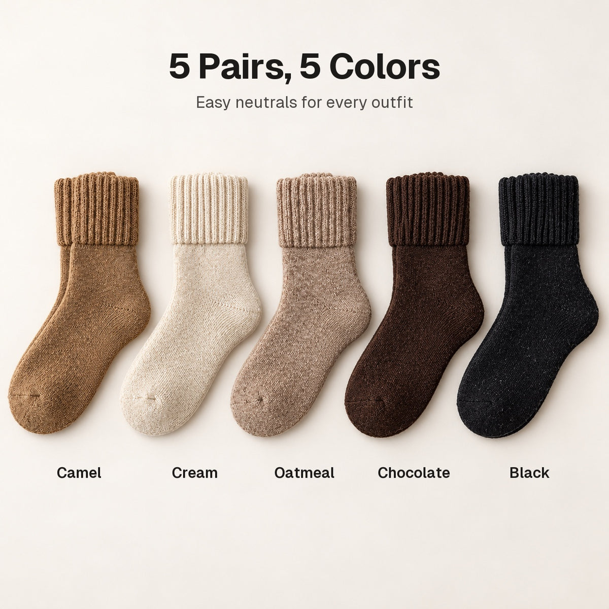 Fall Cozy Knit Mid-Calf Socks (5 Pairs)