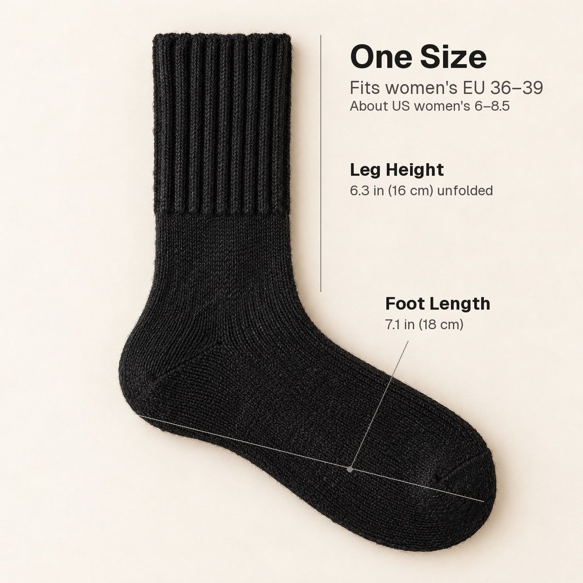 Sock size: one size, women's EU 36-39, about US women's 6-8.5